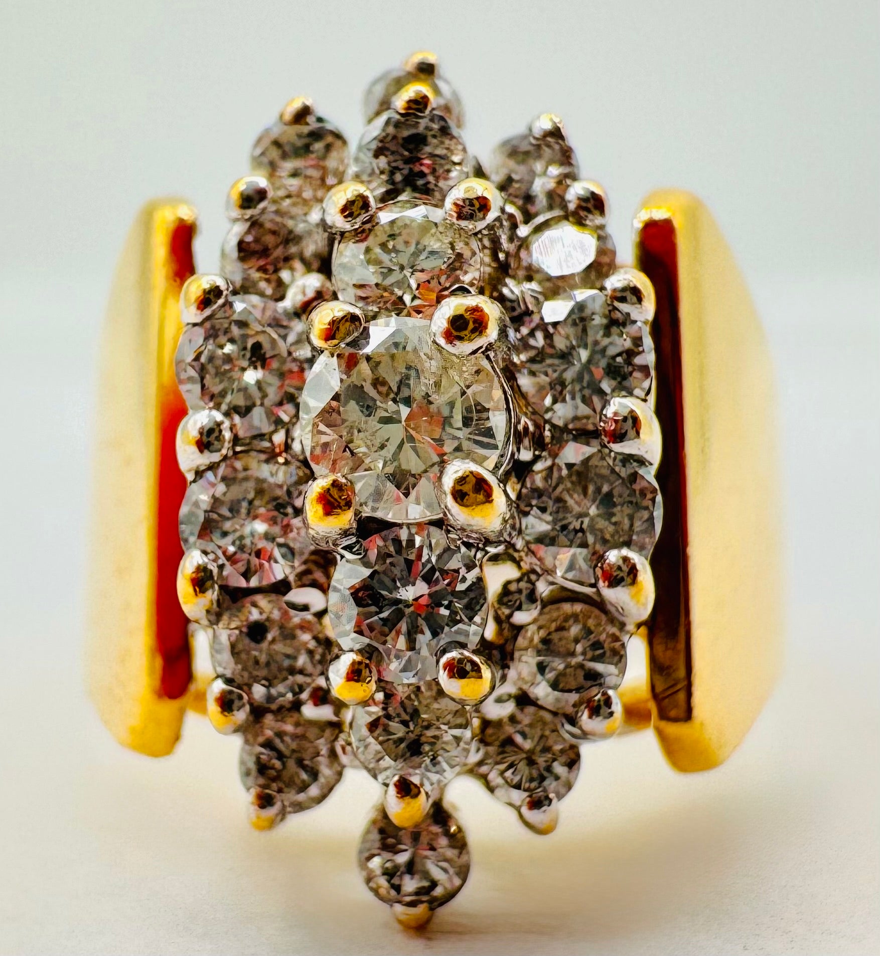 14k Yellow Gold Cluster Diamond Ring