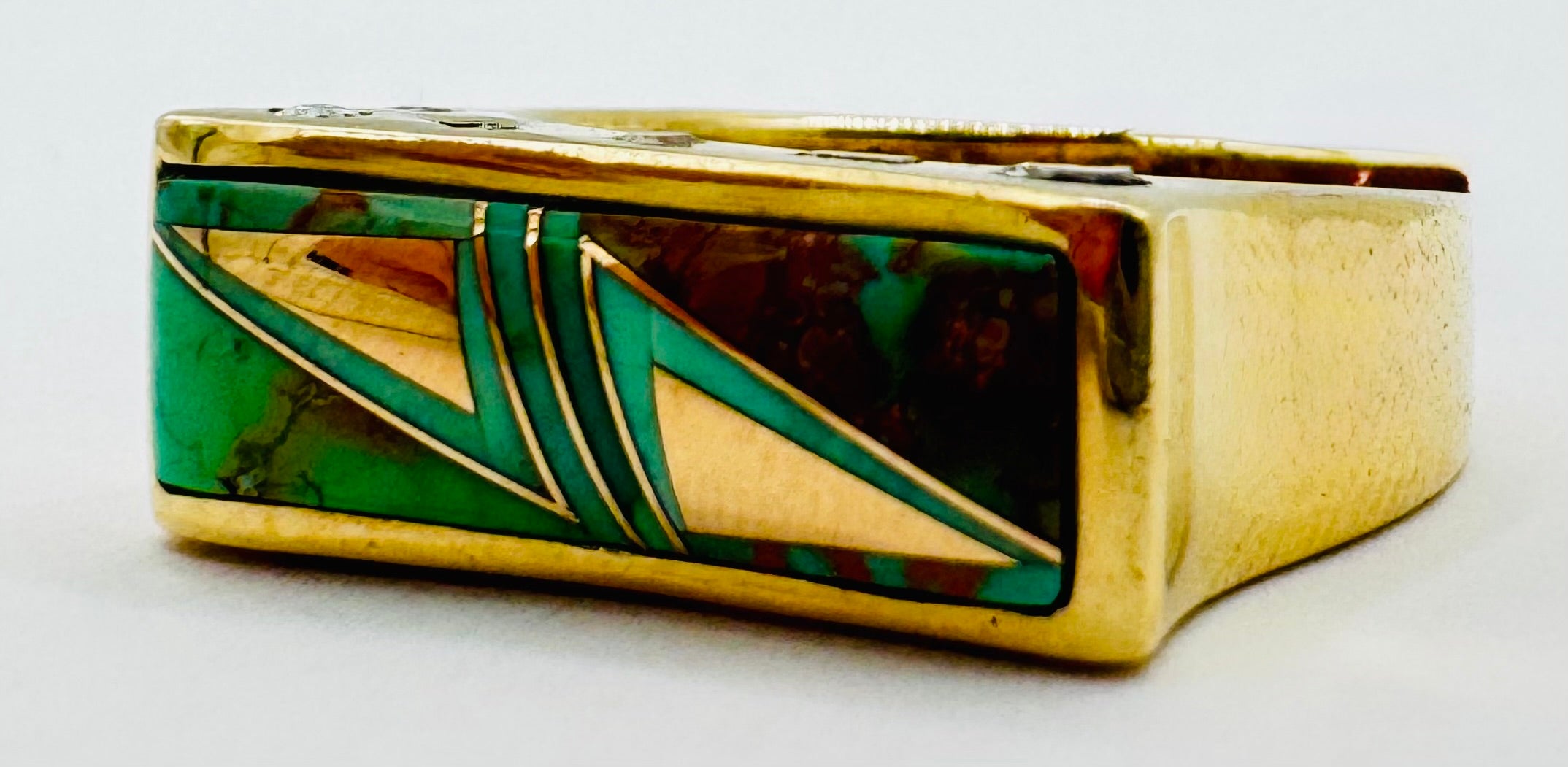 14k Yellow Gold Turquoise Diamond Ring