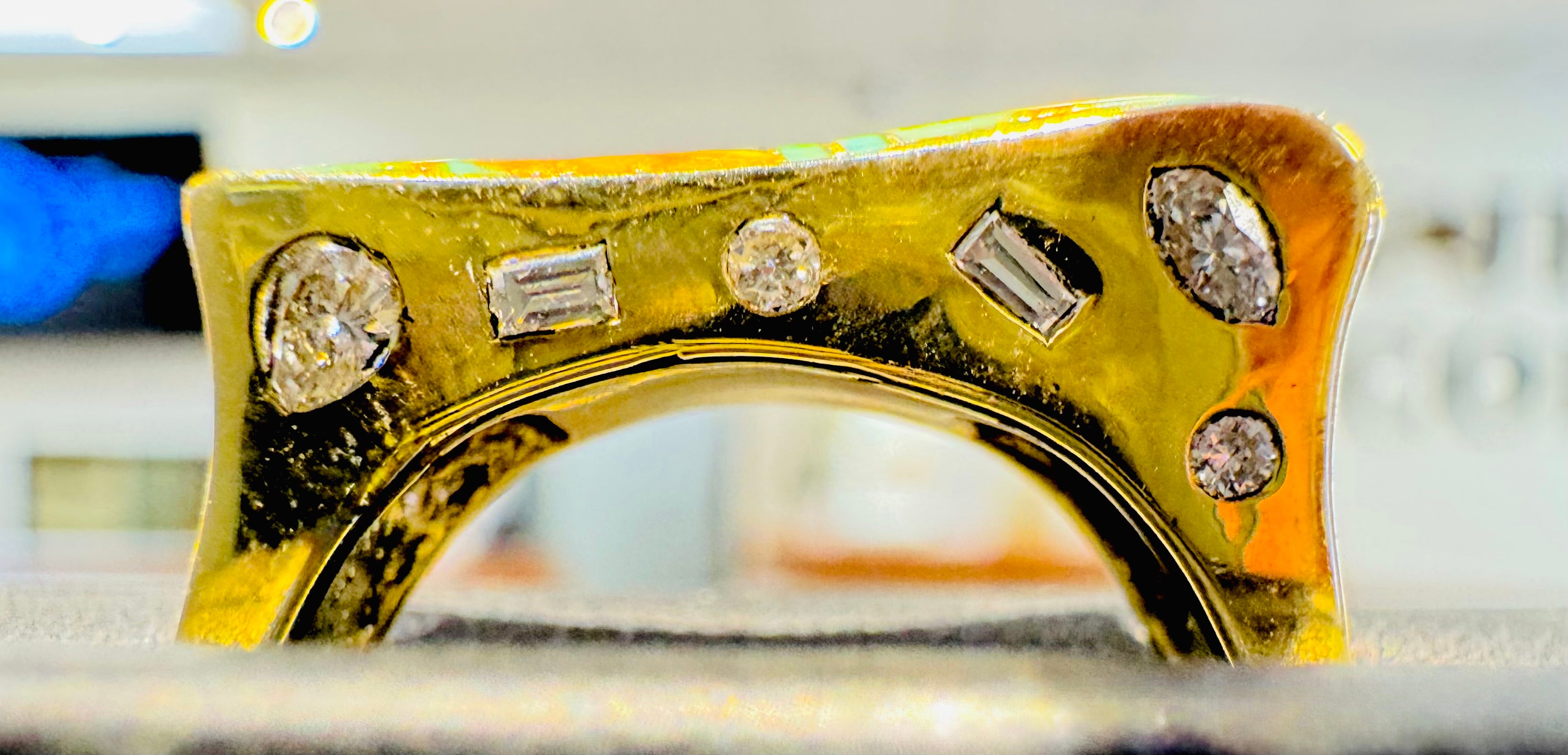 14k Yellow Gold Turquoise Diamond Ring