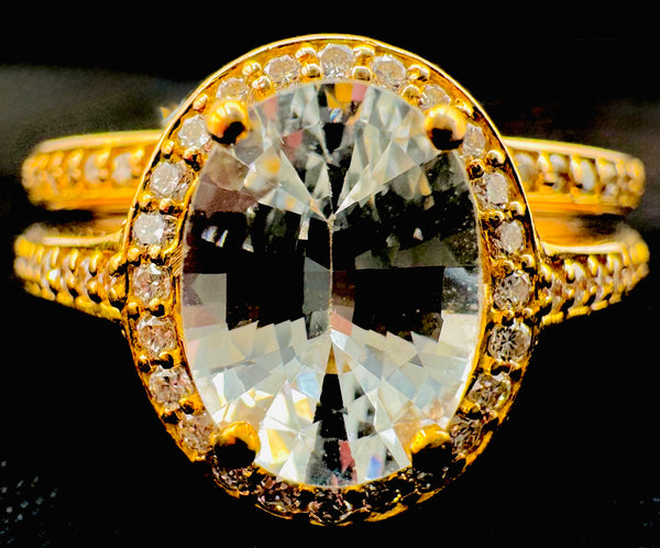 18k Yellow Gold White Sapphire/Diamond Ring