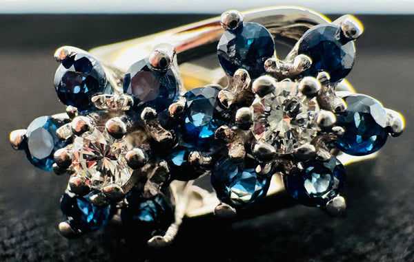 10k White Gold Sapphire Diamond Ring