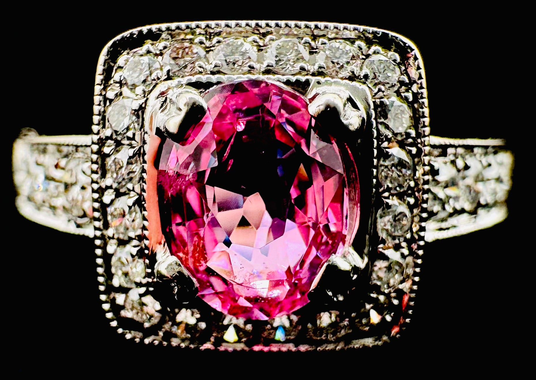 18k White Gold Tourmaline Diamond Ring