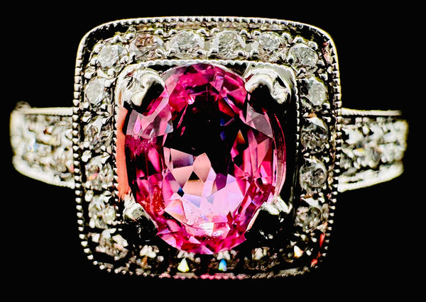 18k White Gold Tourmaline Diamond Ring