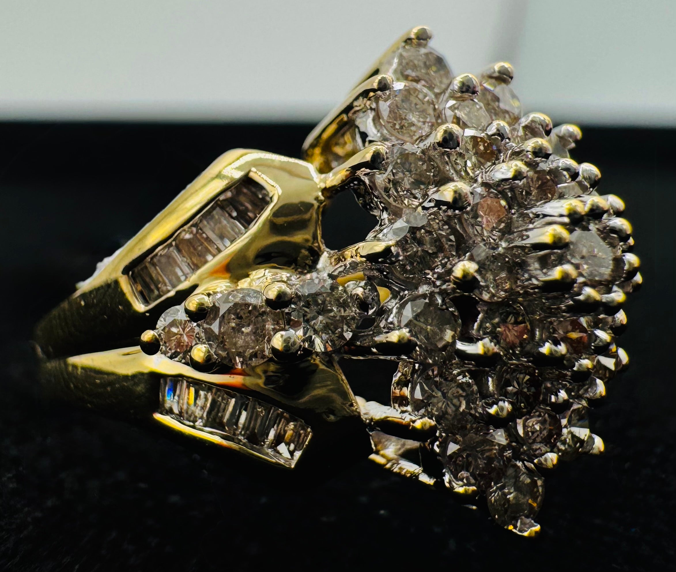 10k Yellow Gold Cluster Diamond Ring