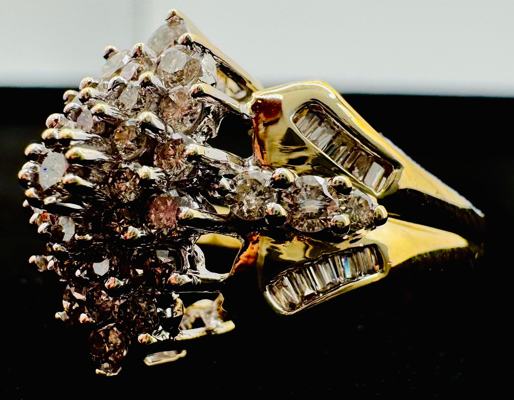 10k Yellow Gold Cluster Diamond Ring