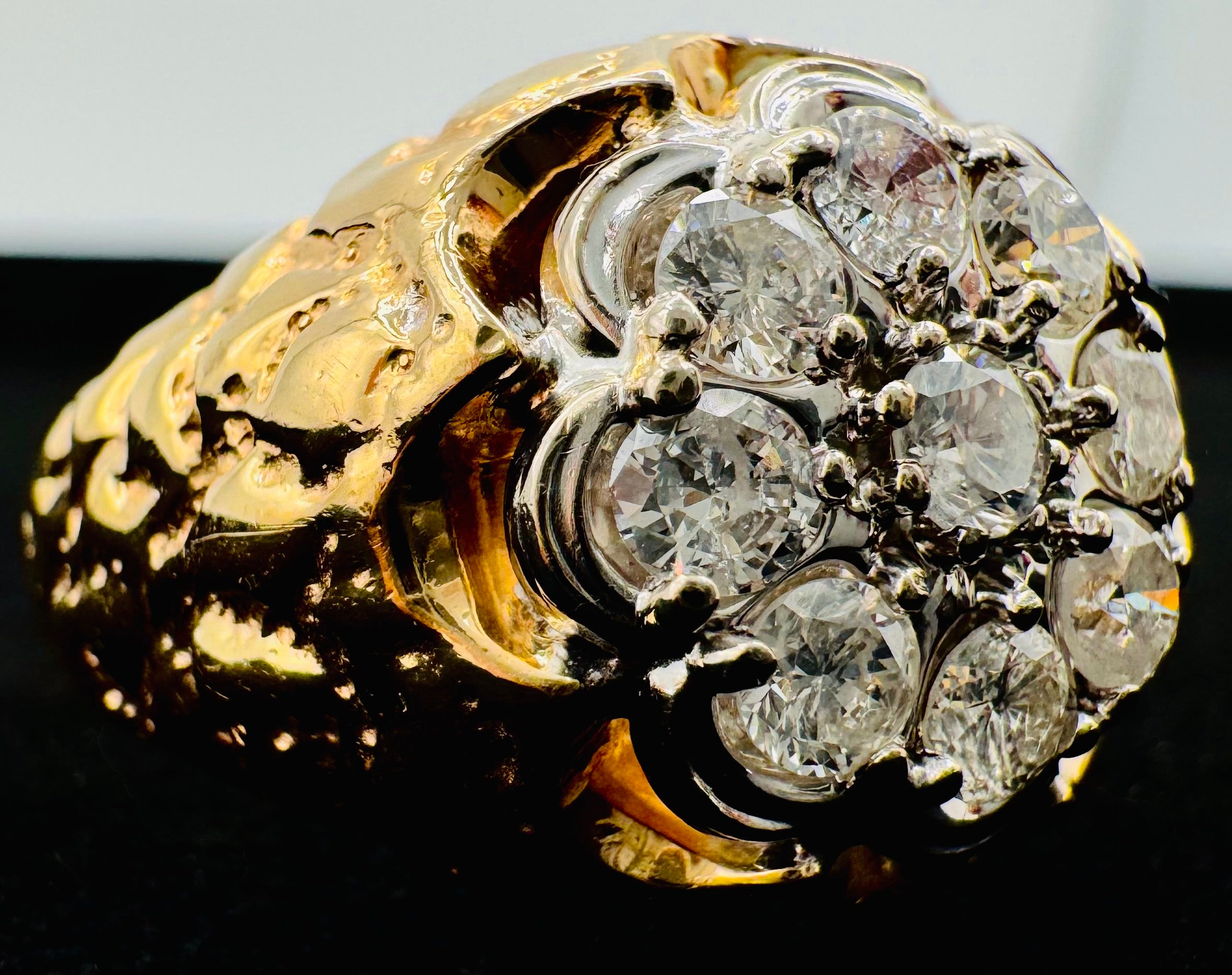 10k Yellow Gold Diamond Nugget Ring