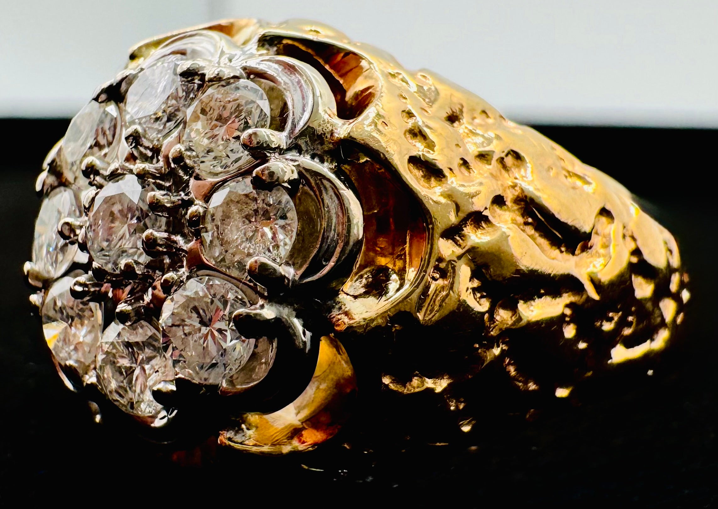 10k Yellow Gold Diamond Nugget Ring