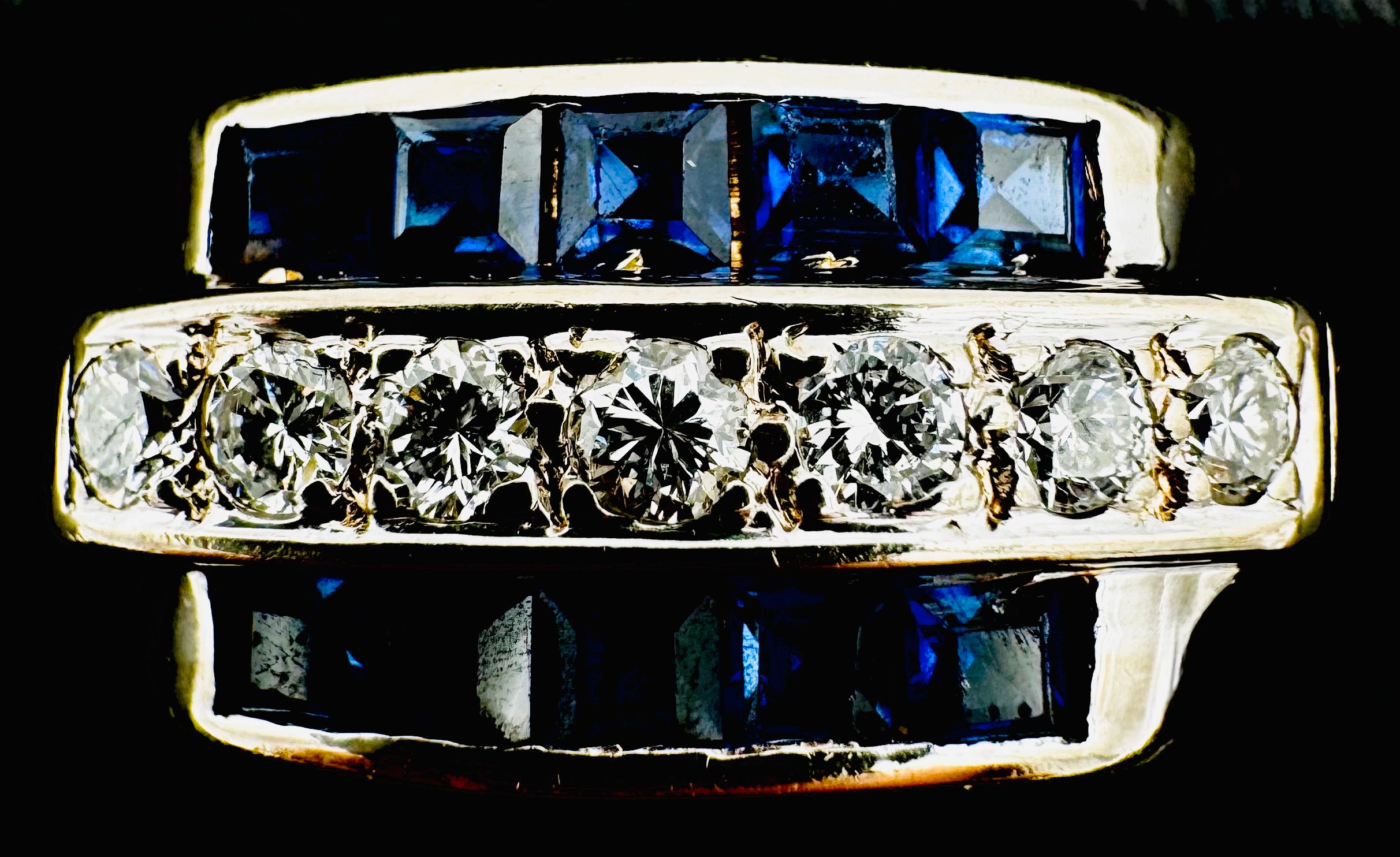 14k White Gold Sapphire/Diamond Ring