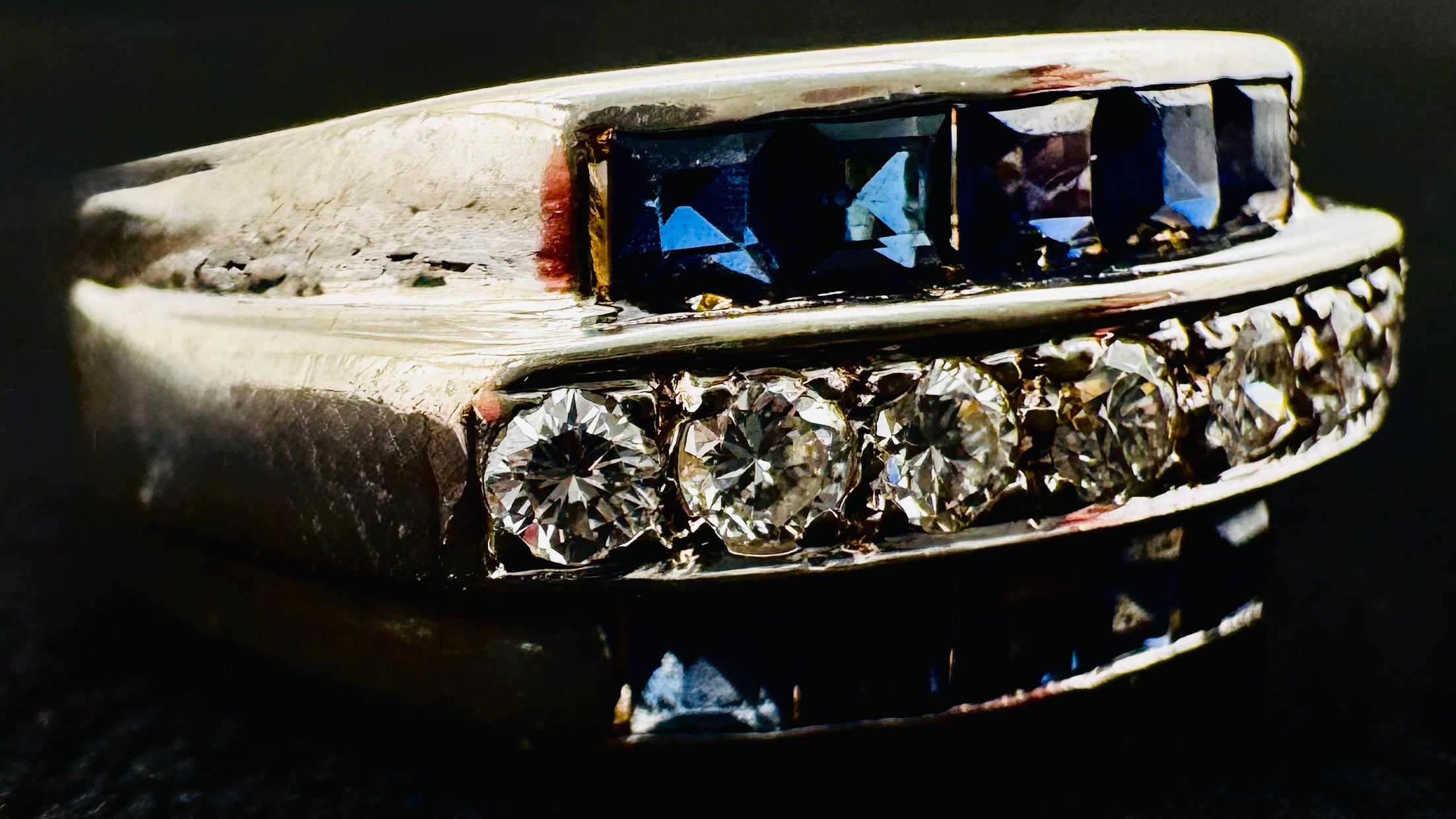 14k White Gold Sapphire/Diamond Ring