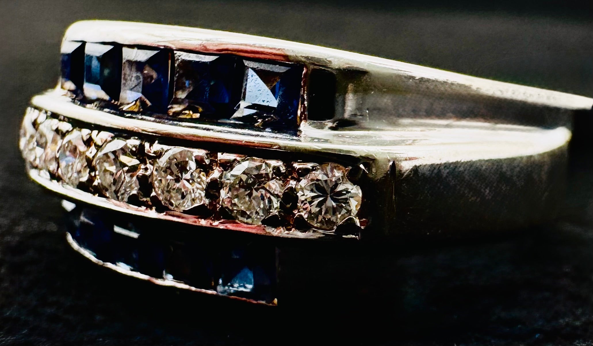 14k White Gold Sapphire/Diamond Ring
