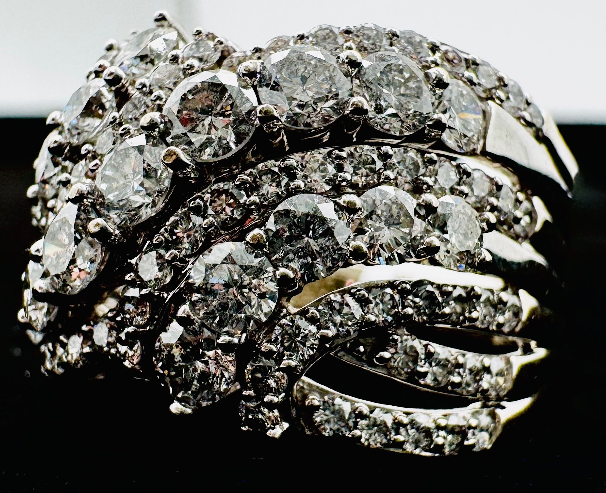 10k White Gold Cluster Diamond Ring