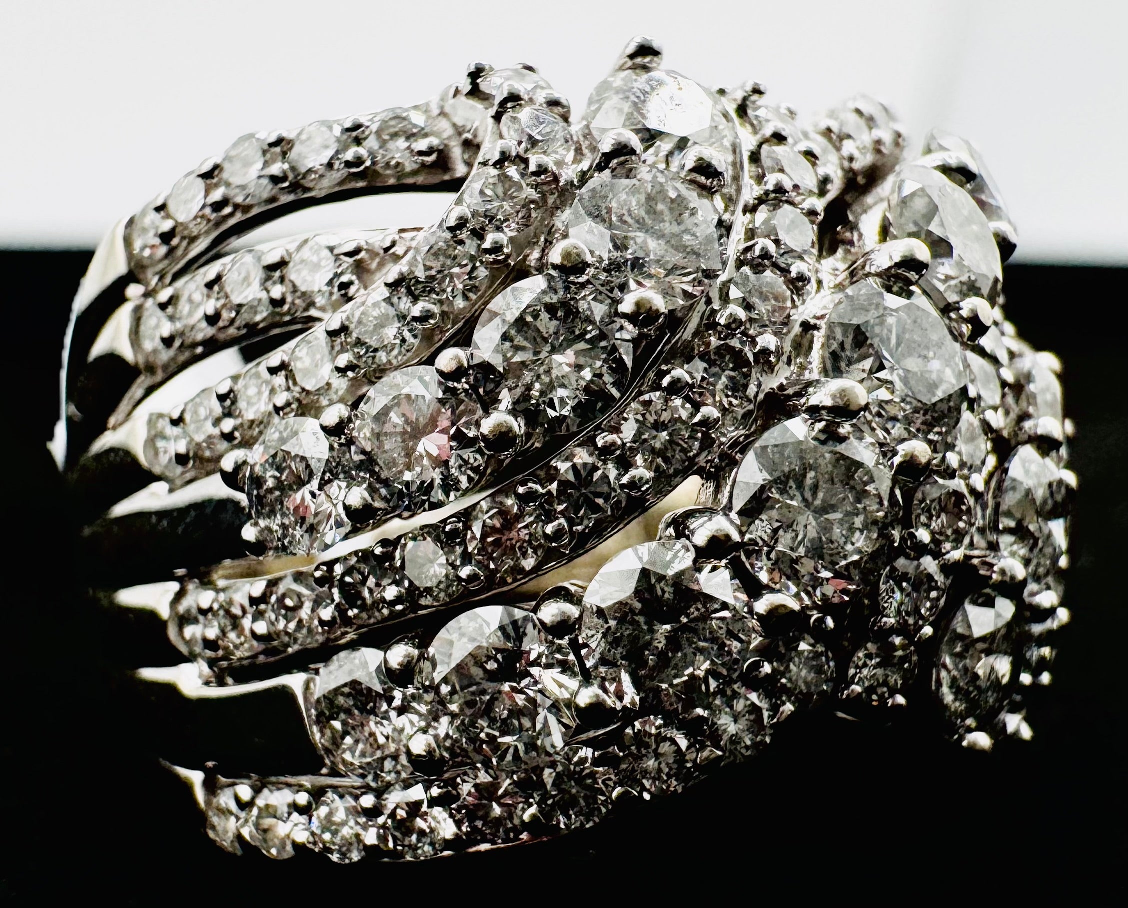 10k White Gold Cluster Diamond Ring