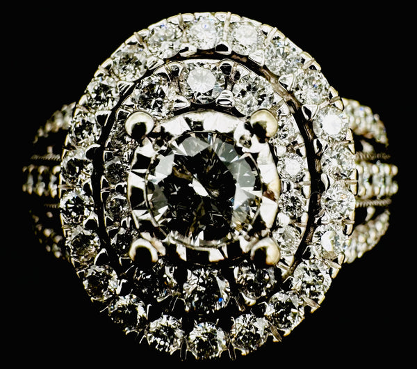 14k White Gold Diamond Cluster Ring