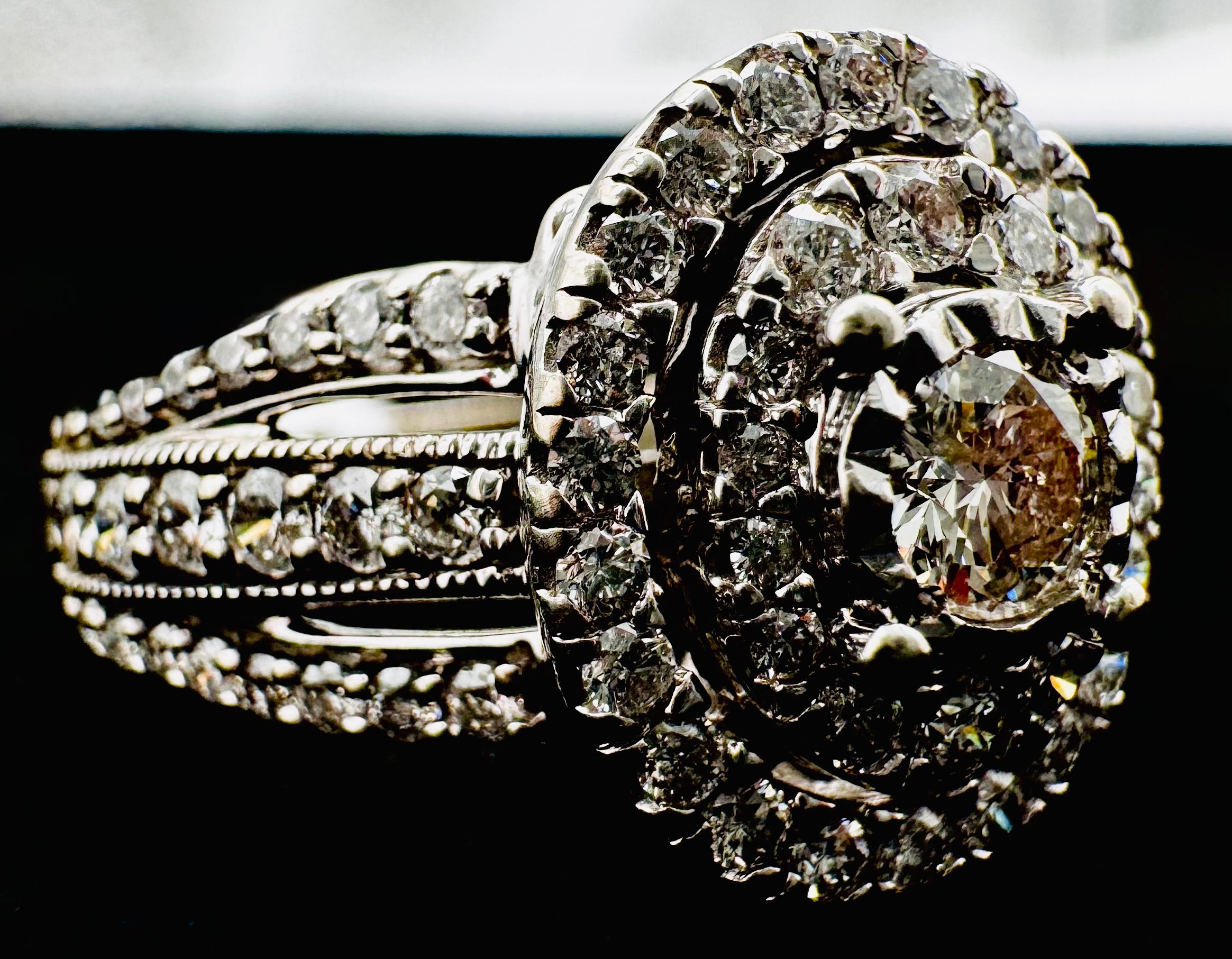 14k White Gold Diamond Cluster Ring