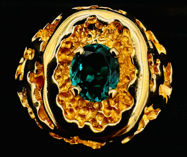 14k Yellow Gold Green Quartz Ring