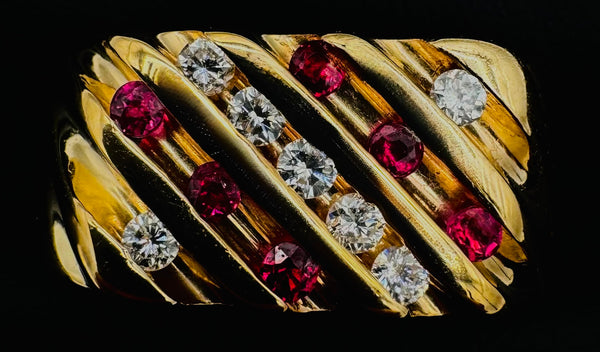 14k Yellow Gold GF Ruby/Diamond Ring