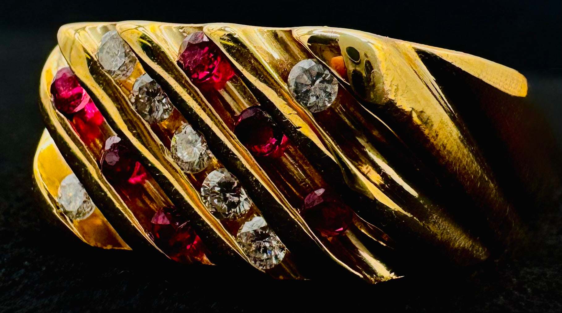 14k Yellow Gold GF Ruby/Diamond Ring