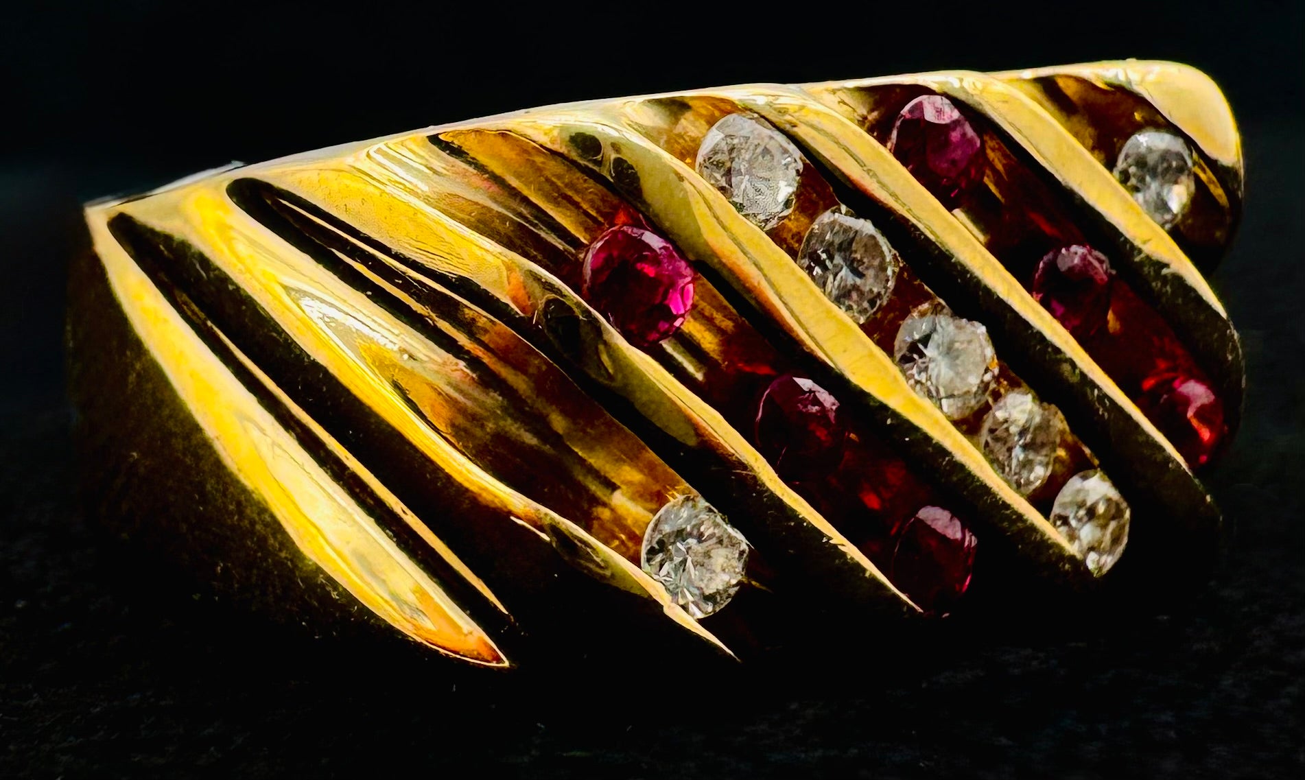 14k Yellow Gold GF Ruby/Diamond Ring