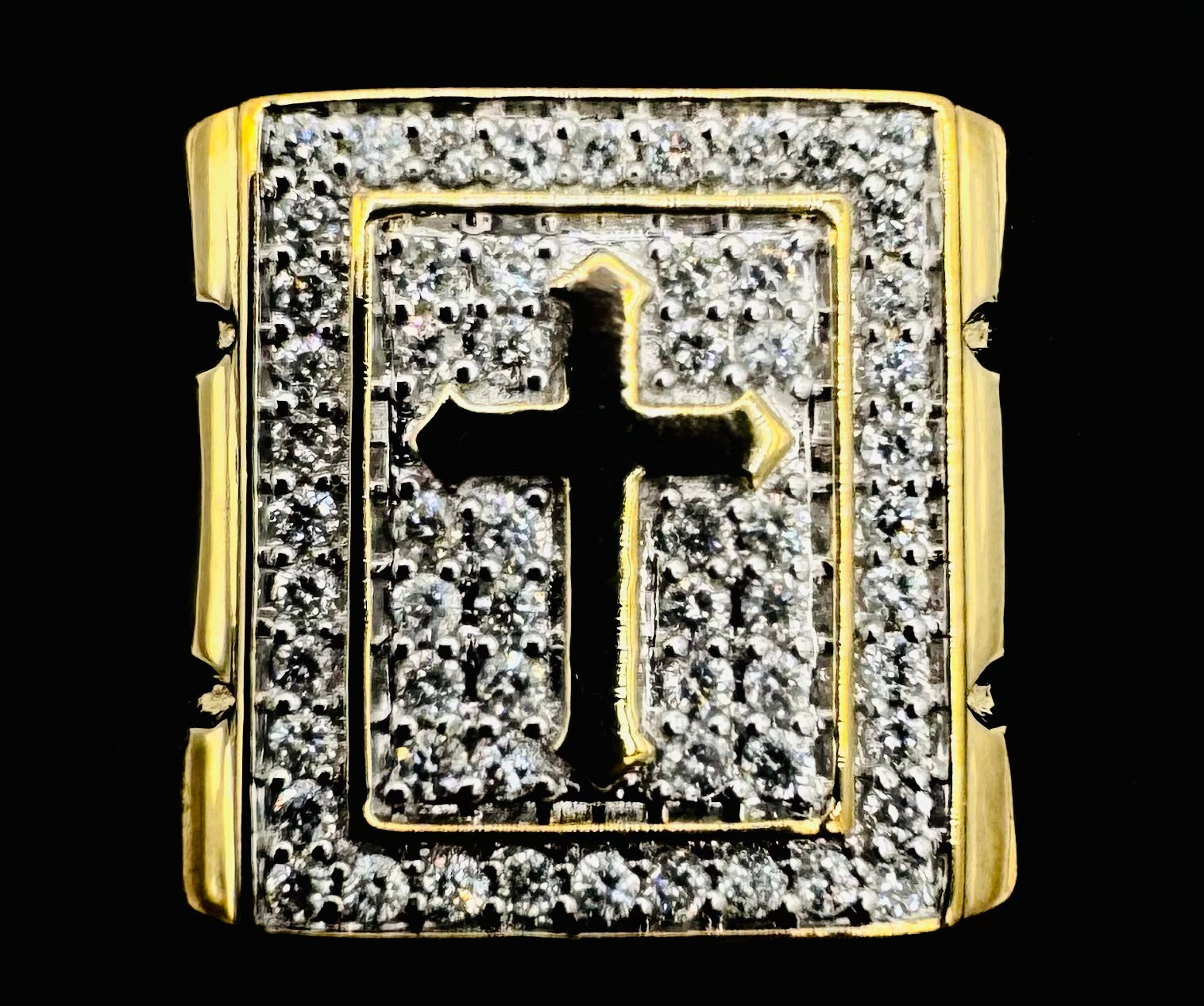 10k Yellow Gold Cross Diamond Ring