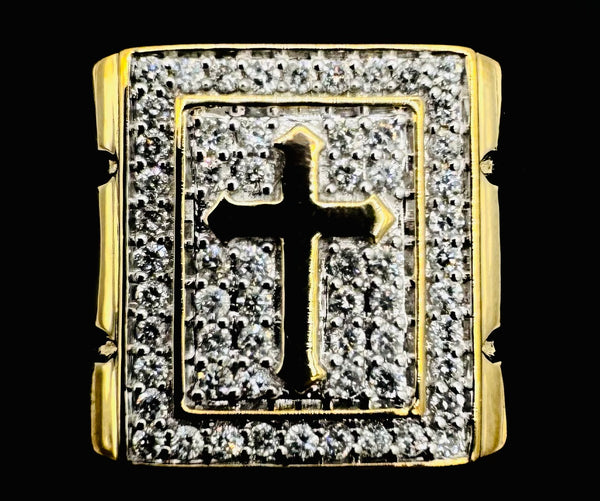 10k Yellow Gold Cross Diamond Ring