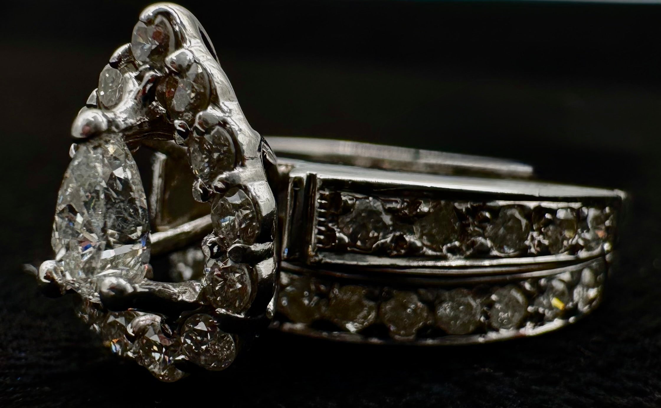 14k White Gold Wedding Set