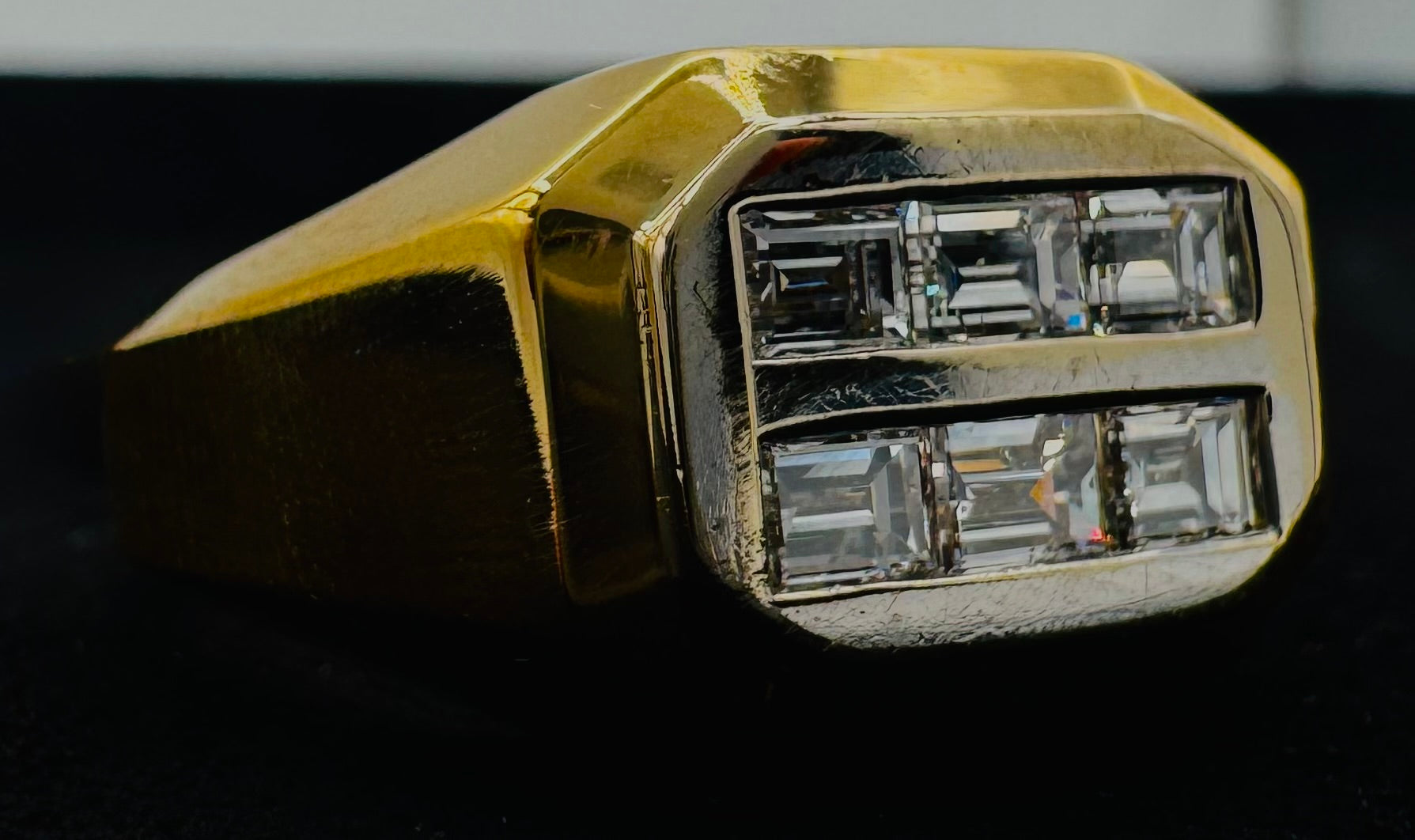 18k Yellow Gold Baguette Diamond Ring