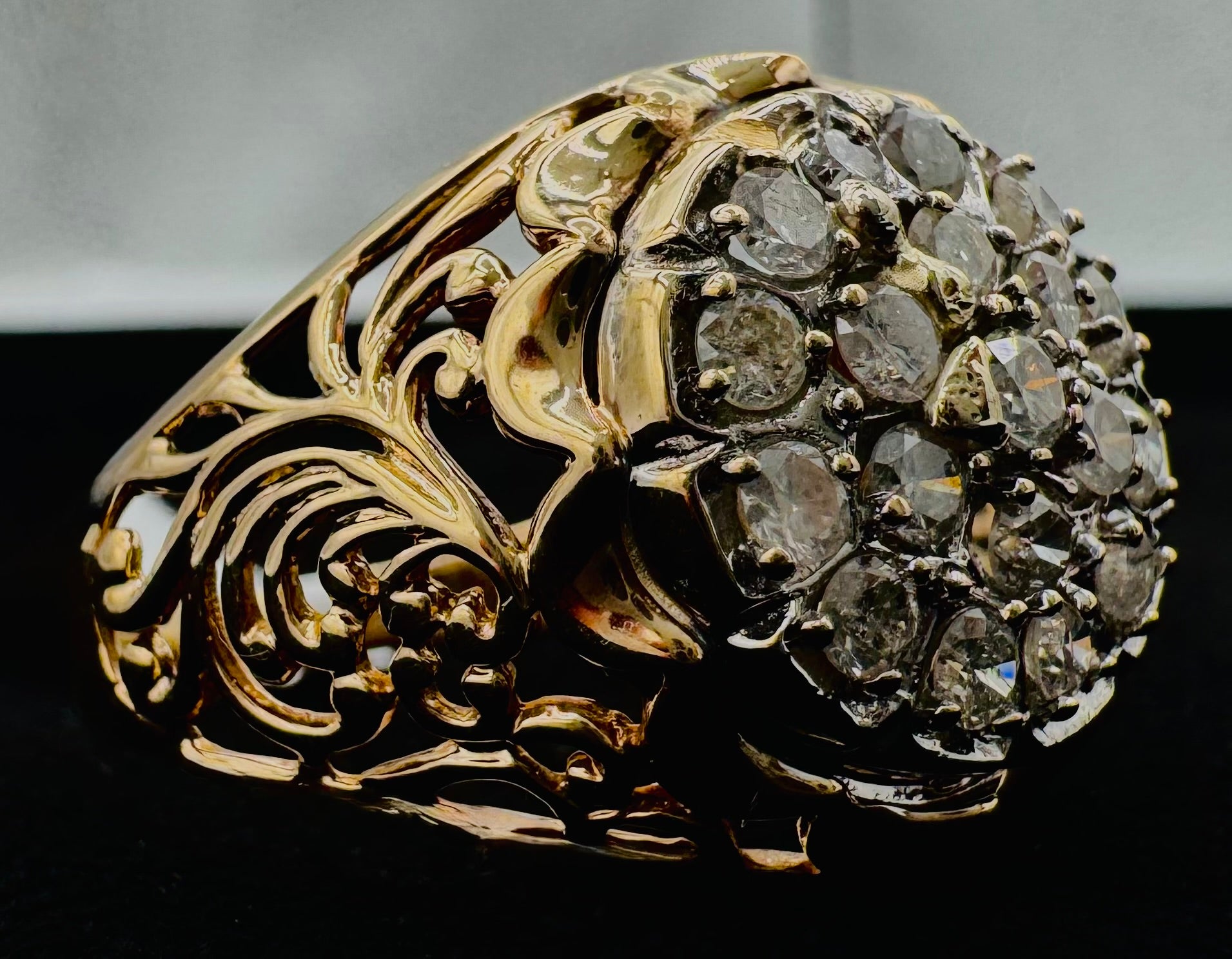 10k Yellow Gold Cluster Diamond Ring