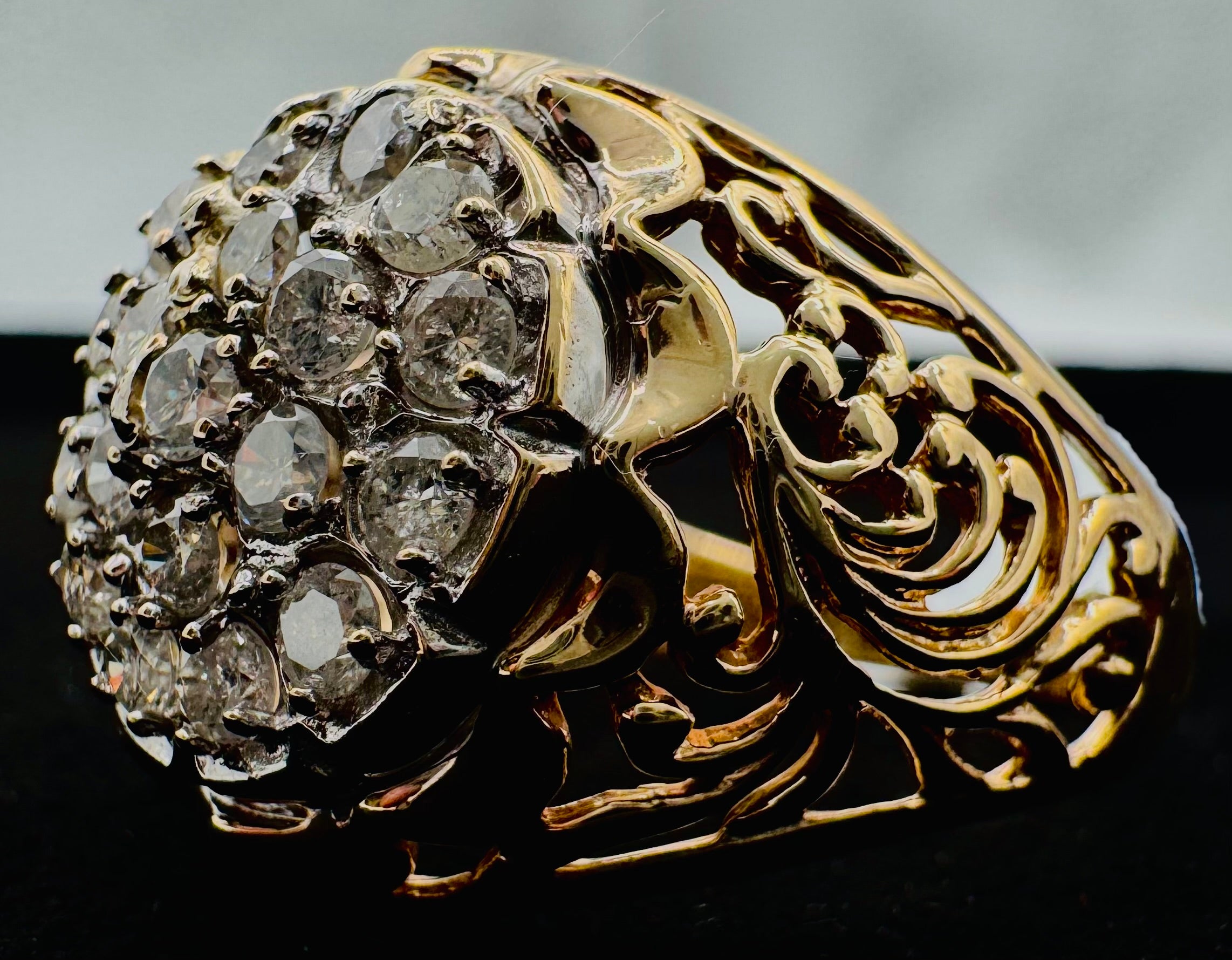 10k Yellow Gold Cluster Diamond Ring