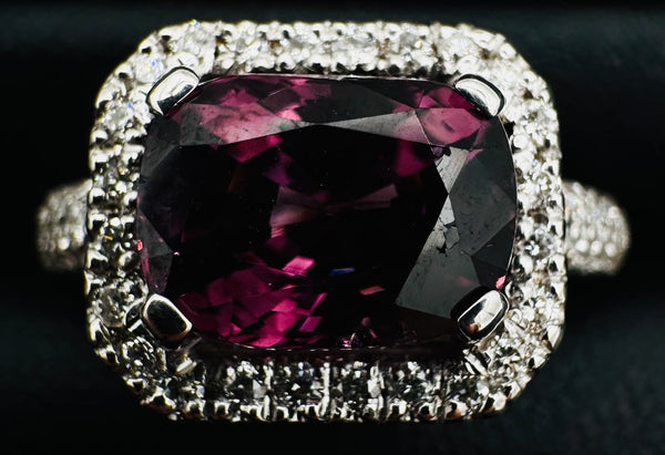 18k White Gold Rhodolite Garnet/ Diamond Ring