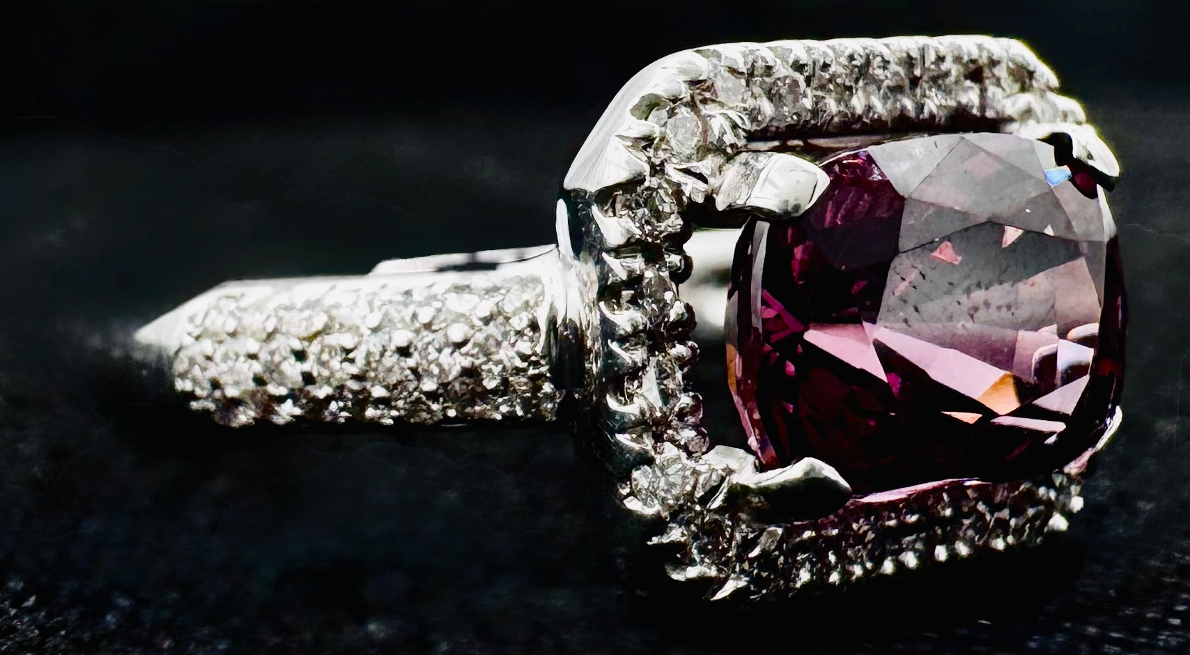 18k White Gold Rhodolite Garnet/ Diamond Ring