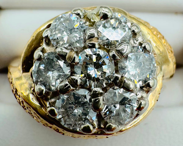 14k Yellow Gold Diamond Cluster Ring