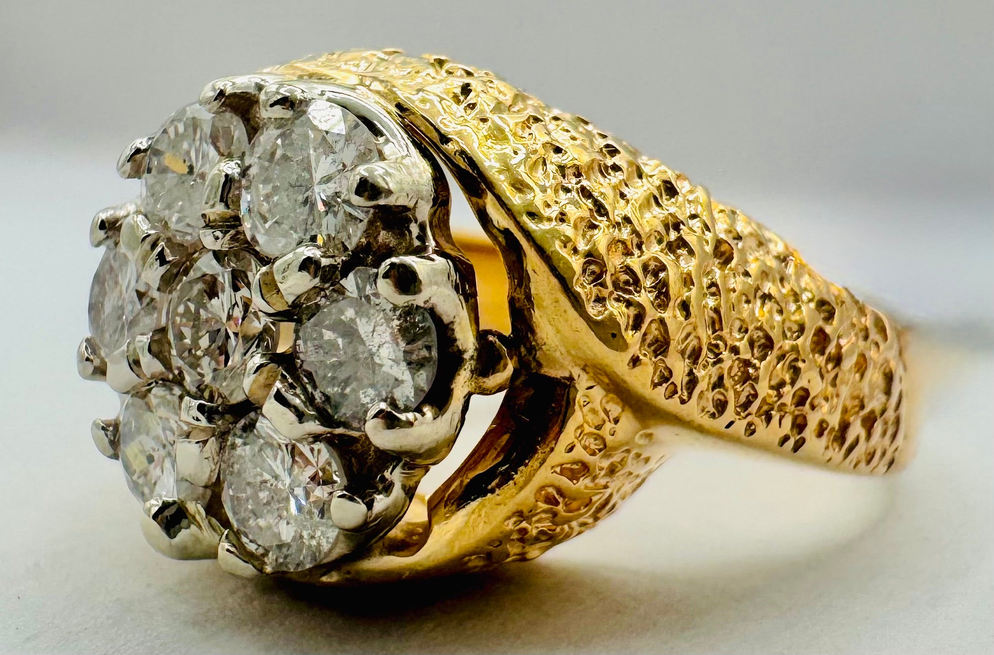 14k Yellow Gold Diamond Cluster Ring