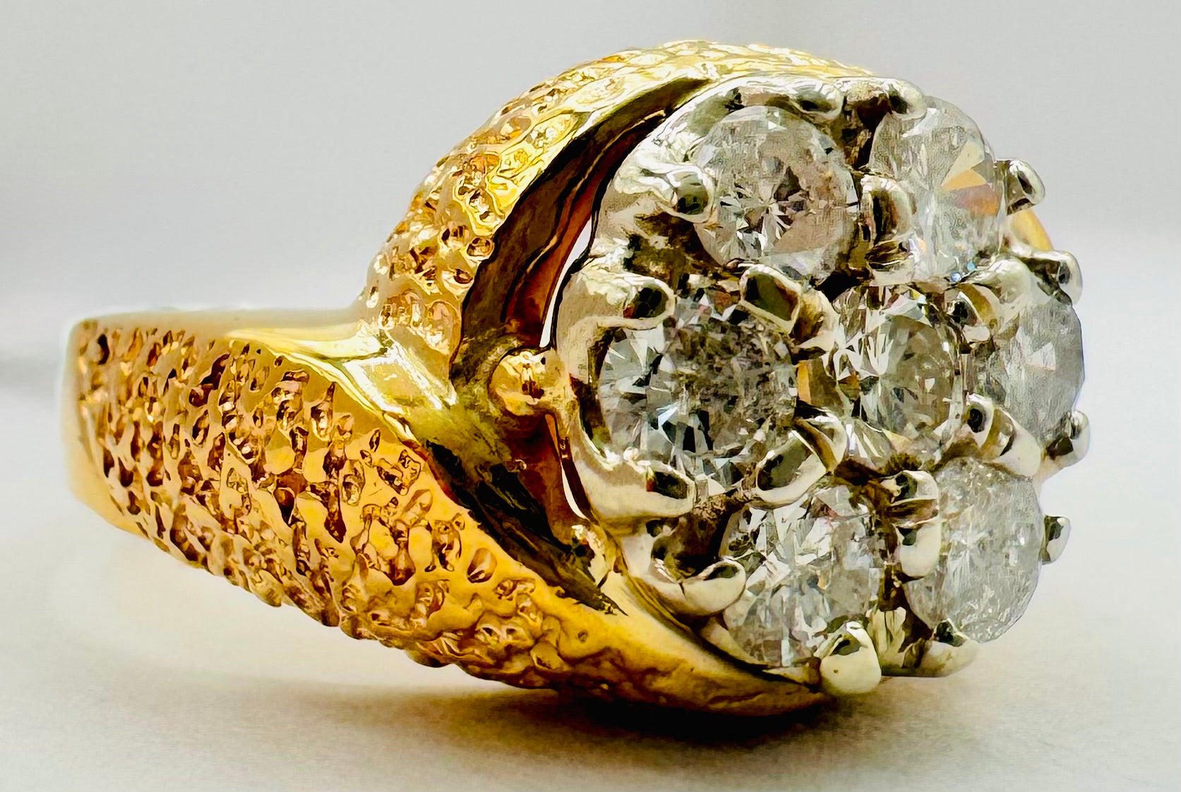14k Yellow Gold Diamond Cluster Ring