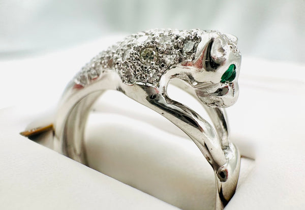 18k White Gold Diamond/ Emerald Ring