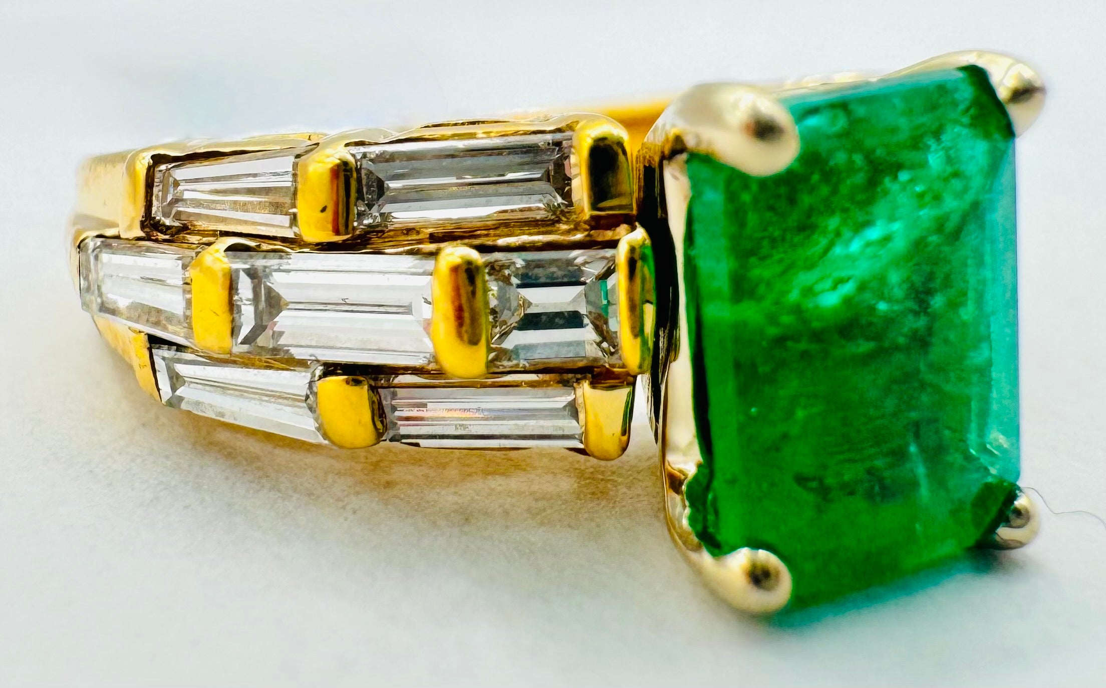 14k Yellow Gold Emerald/ Diamond Ring
