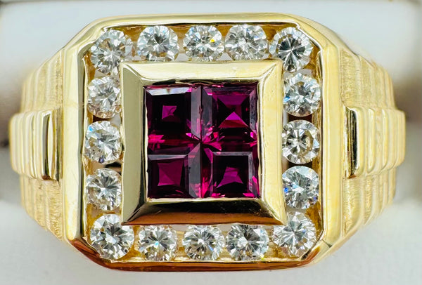 14k Yellow Gold Ruby/Diamond Ring