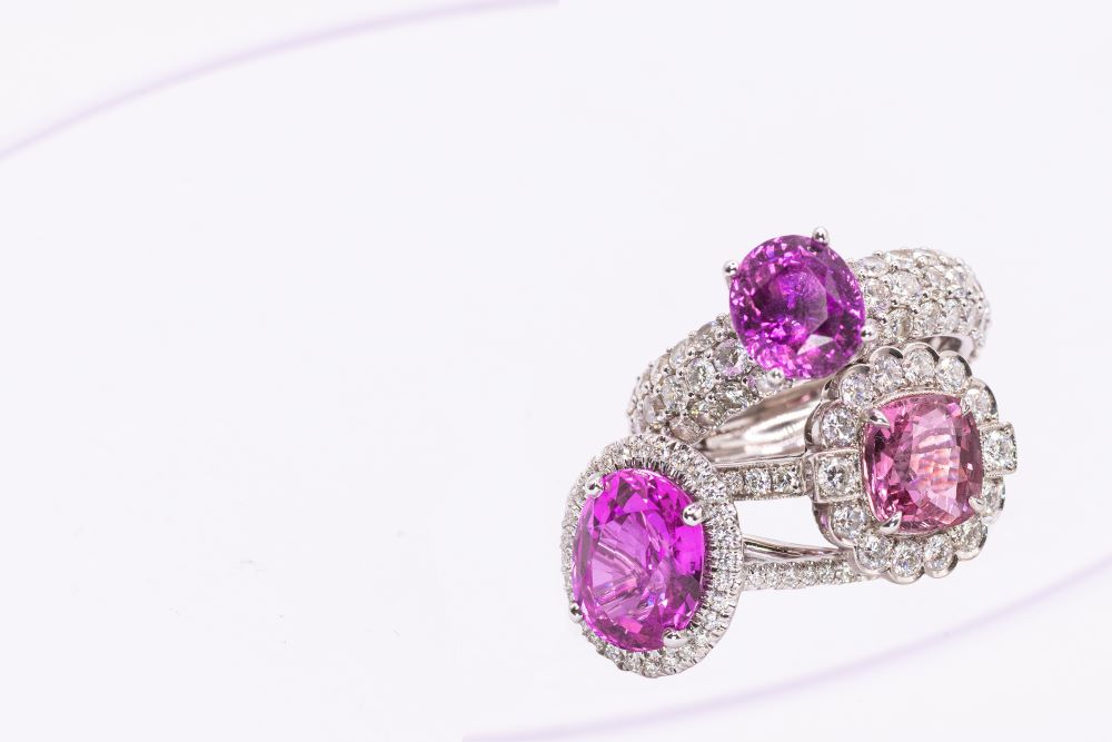 Pink Sapphire and Diamond Ring GIA Natural Pink Sapphire