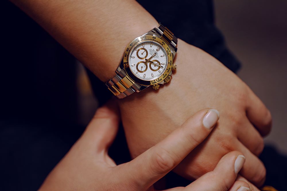 Two Tone Rolex Daytona On Woman's Wrist Rolex Daytona