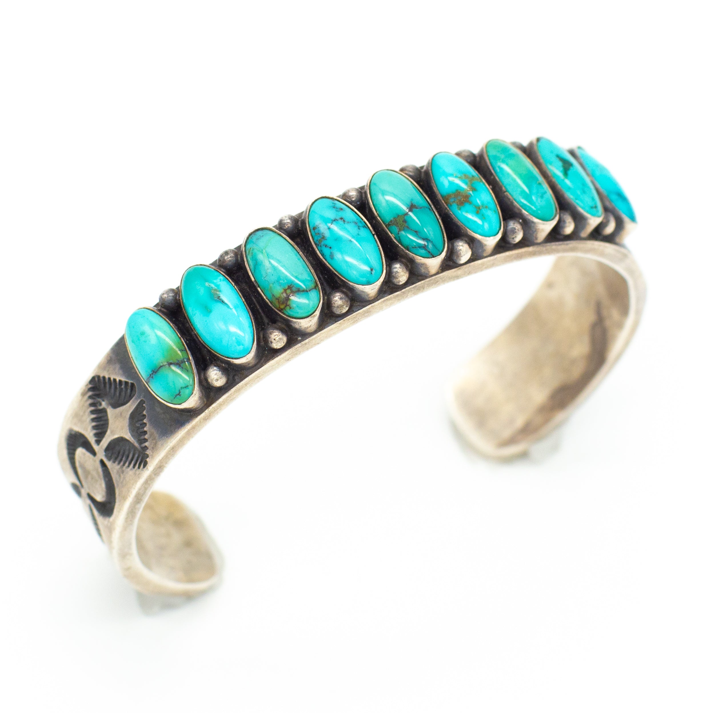 Kirk Smith Navajo Handmade Sterling Silver Turquoise Cuff Bracelet