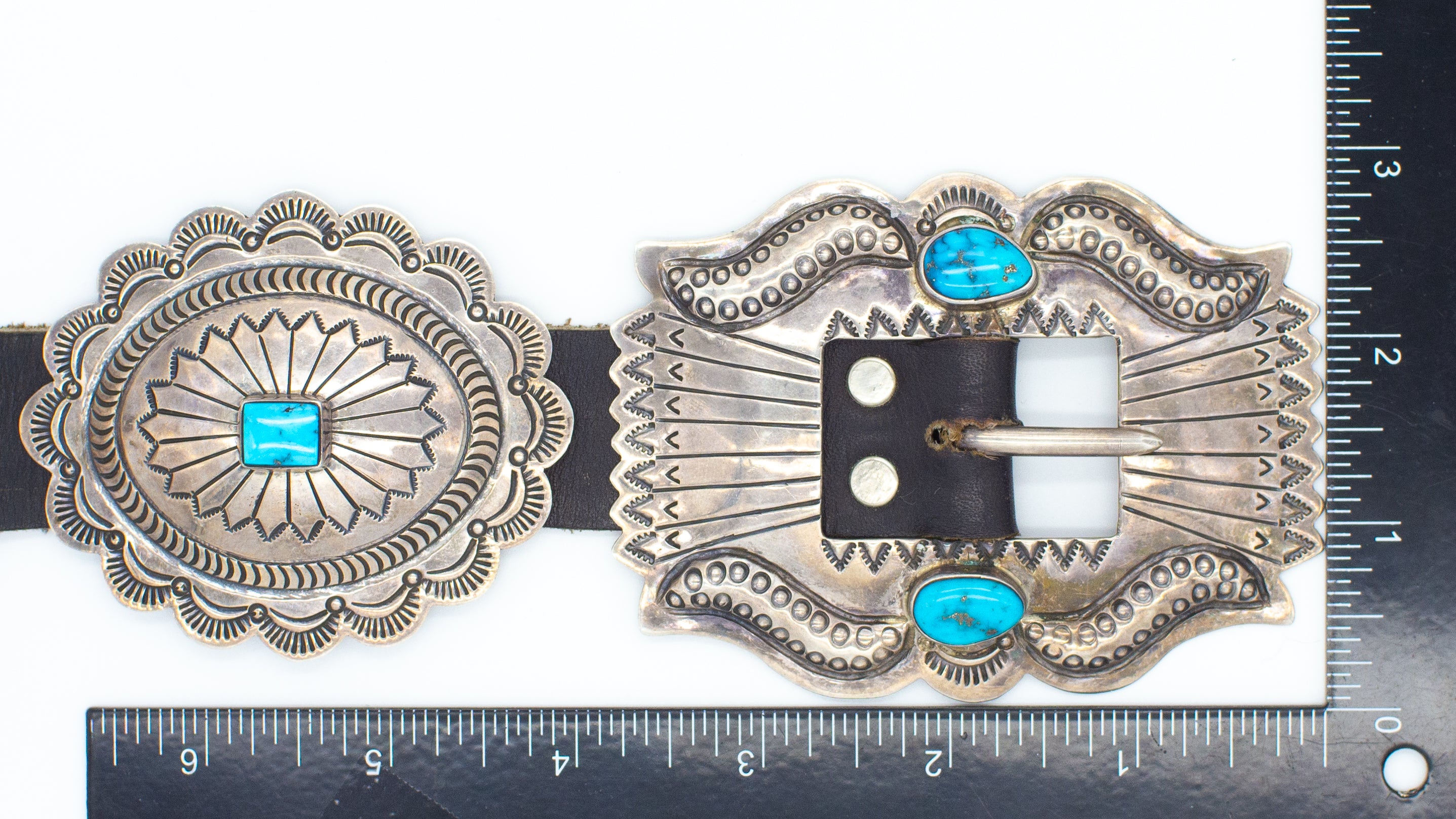 Orville Tsinnie Navajo Handmade Sterling Silver Turquoise Concho Belt