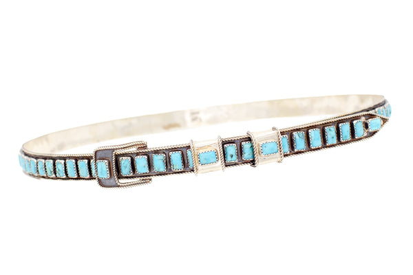 James Freeland Vintage Handmade Adjustable Sterling Silver Turquoise Hat Band