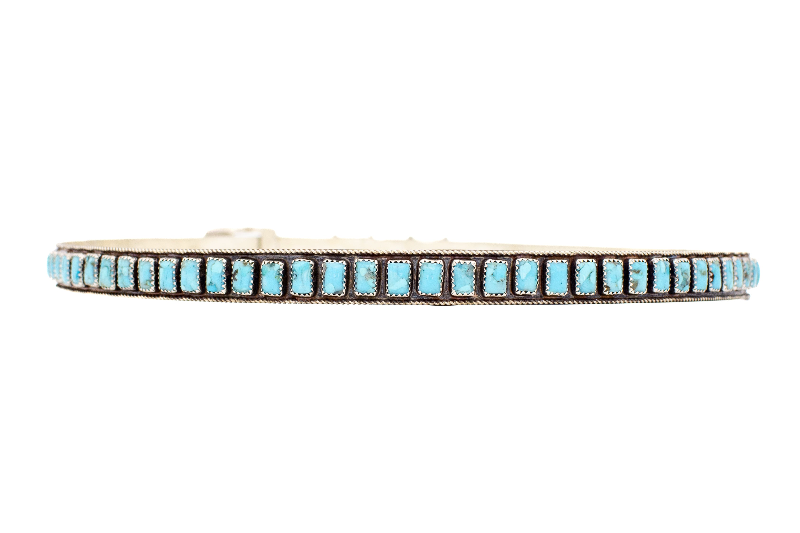 James Freeland Navajo Handmade Adjustable Sterling Silver Turquoise Hat Band