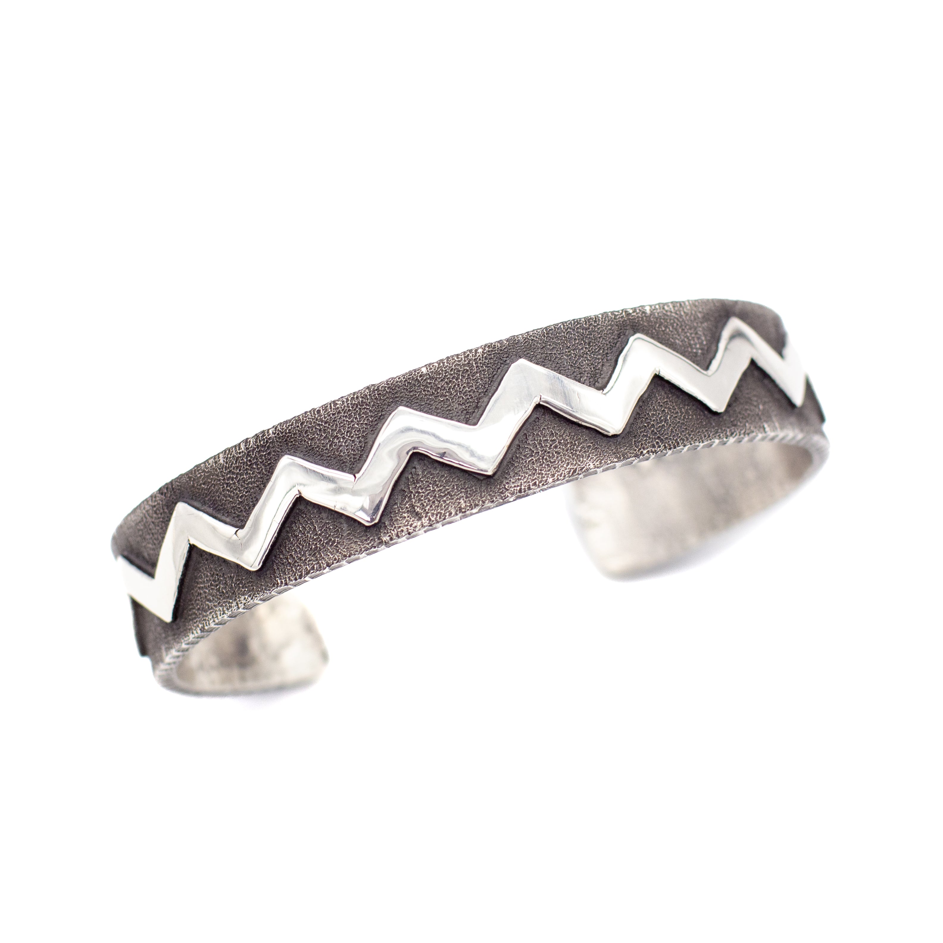 Ernest Rangel Navajo Handmade Tufa Cast Sterling Silver Cuff Bracelet