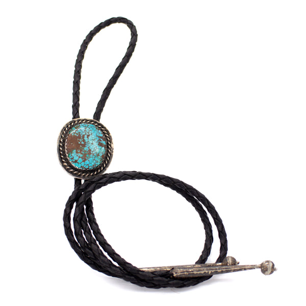 Vintage Sterling Silver Turquoise Bolo Tie