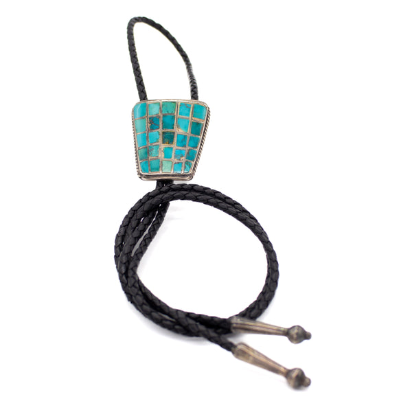 Vintage Sterling Silver Turquoise Bolo Tie