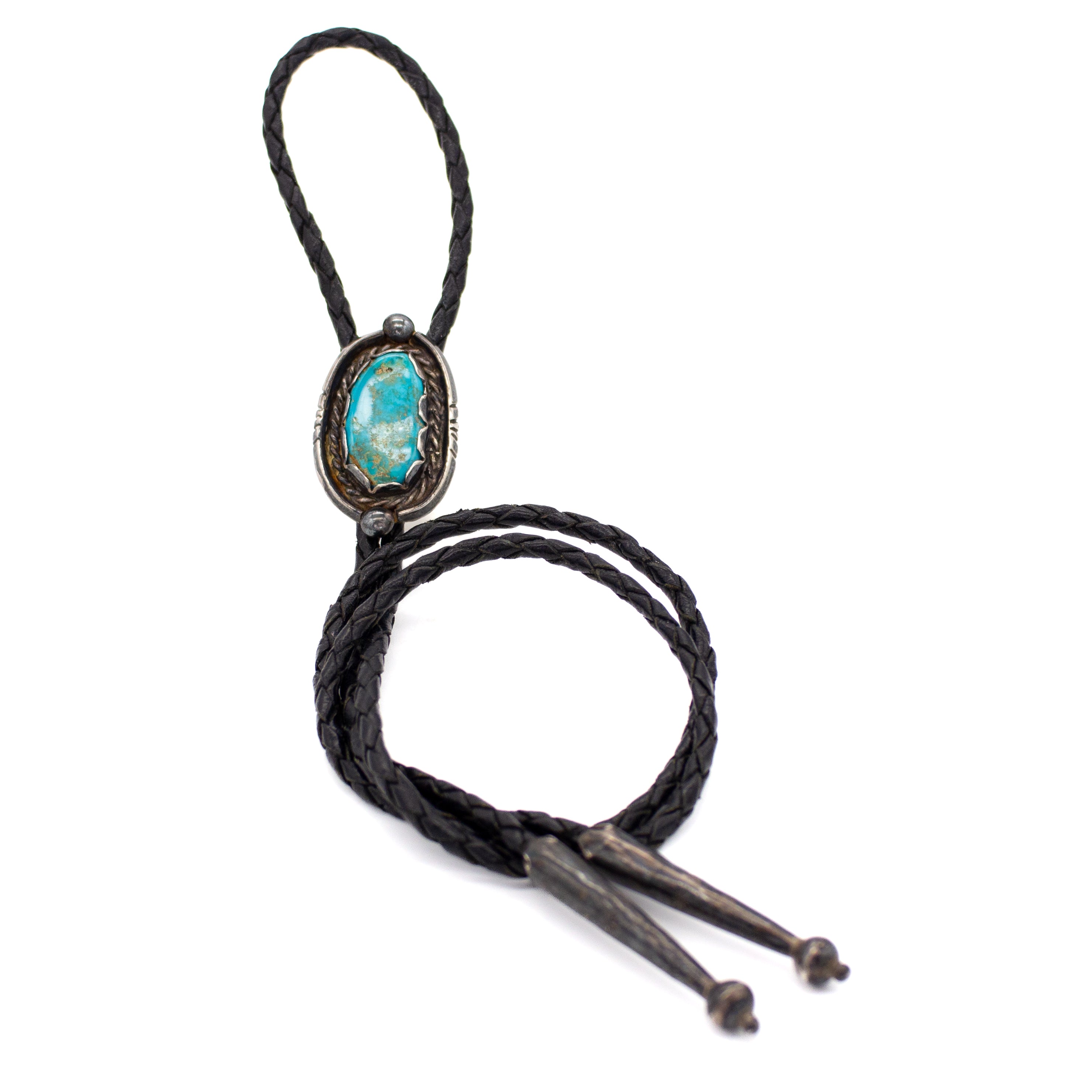 Vintage Sterling Silver Turquoise Bolo Tie