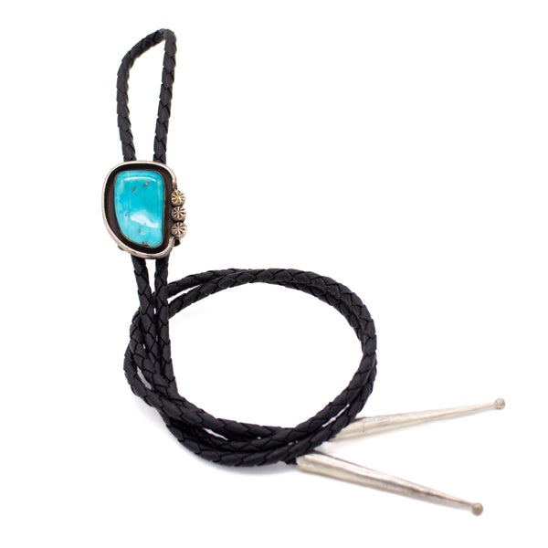 Vintage Sterling Silver Turquoise Bolo Tie