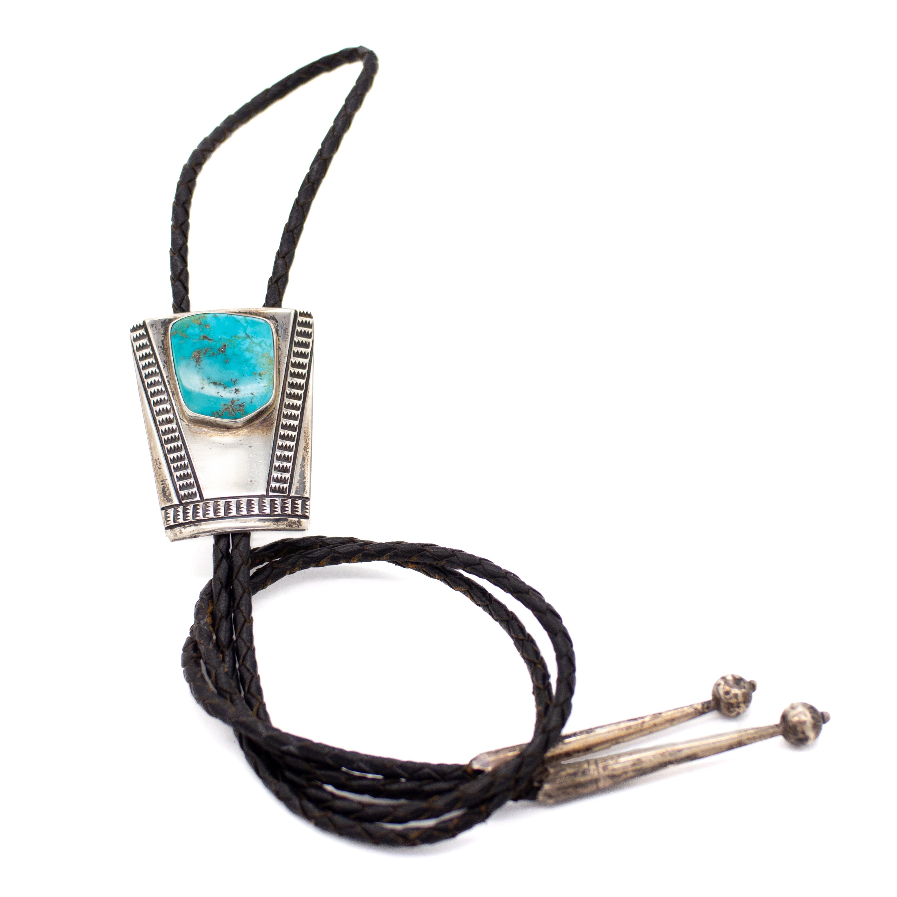 Vintage Sterling Silver Turquoise Bolo Tie