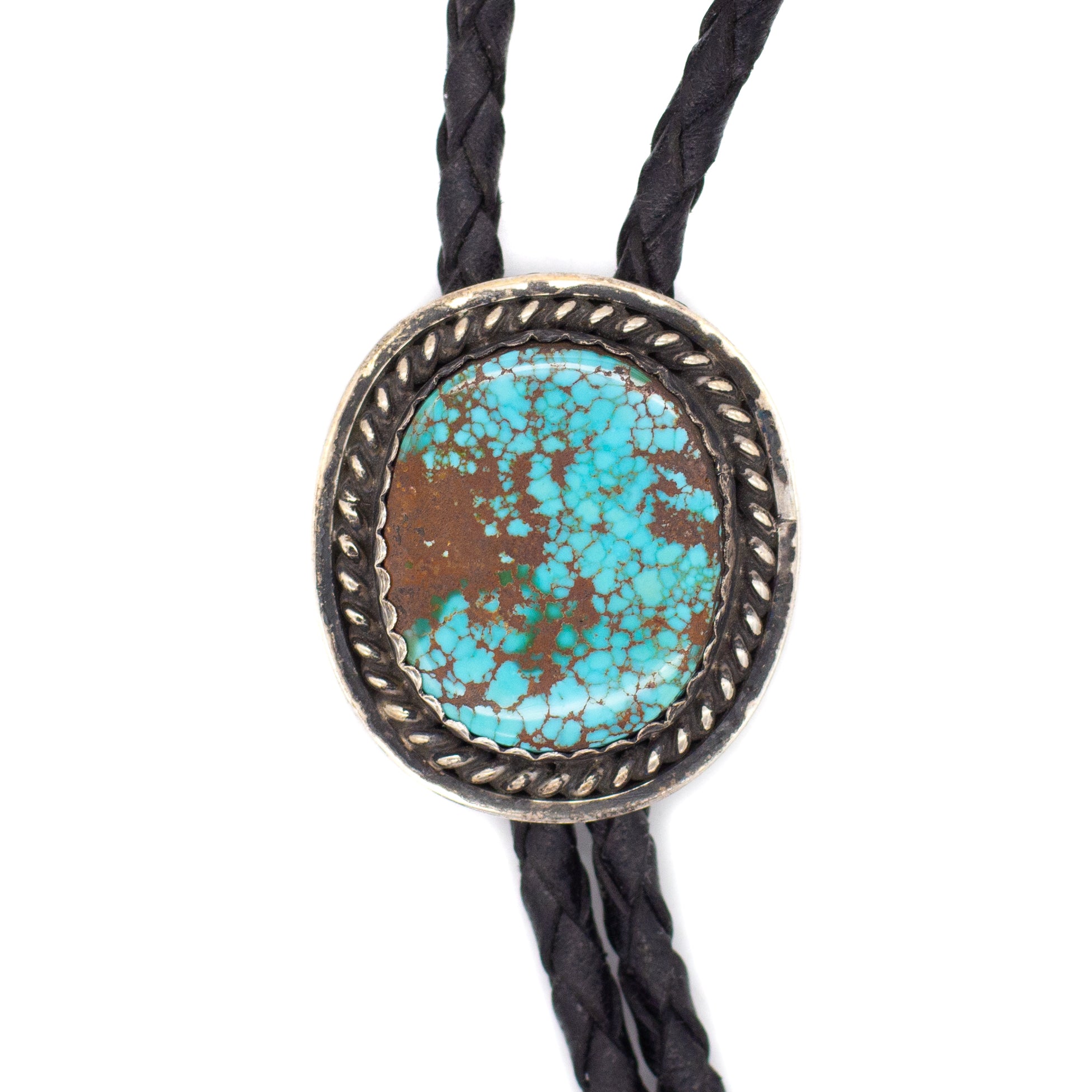 Vintage Sterling Silver Turquoise Bolo Tie