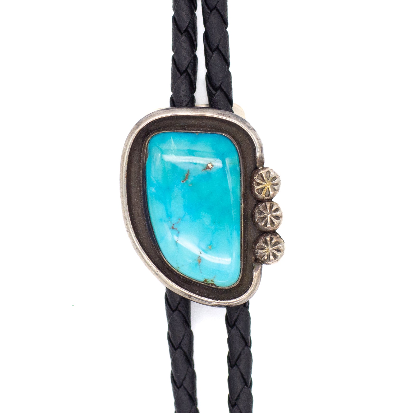 Vintage Sterling Silver Turquoise Bolo Tie